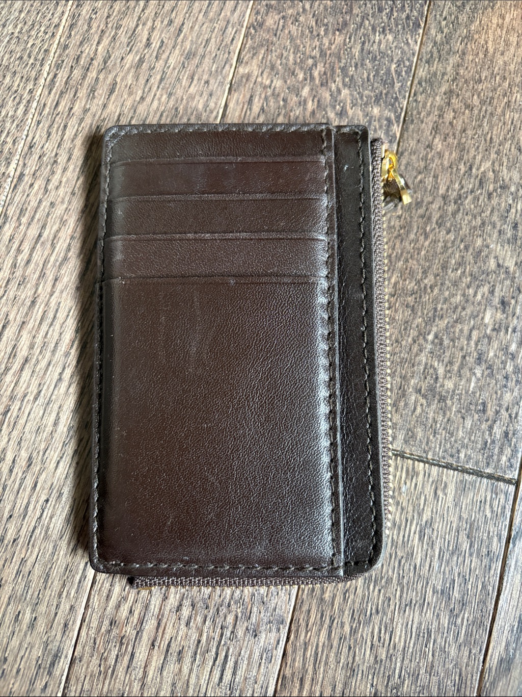 Madewell Dark Brown Leather Card  Key Holder With Zip